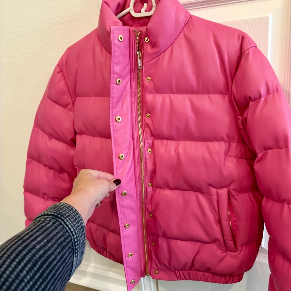 Generation Love faux leather puffer jacket - Hot pink, Gold hardware, size M - Picture 3 of 8